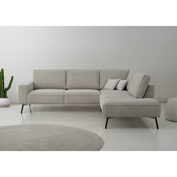 Szarobeżowy narożnik z tkaniny szenilowej (prawostronny/w kształcie litery L) Amsterdam – Scandic-image-1