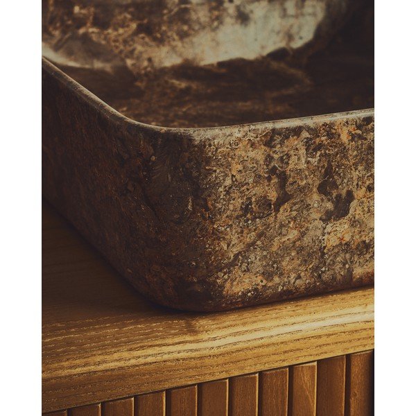 Szara kamienna umywalka 40x40 cm Darnen – Kave Home-image-2