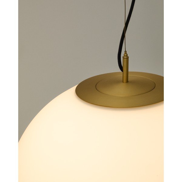 Lampa wisząca w biało-złotym kolorze ze szklanym kloszem ø 10 cm Brisia – Kave Home-image-3