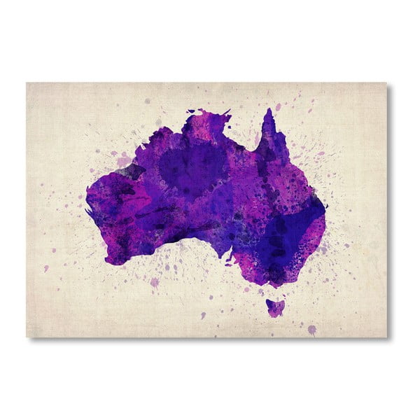 Plakat z fioletową mapą Australii Americanflat Watercolour, 60x42 cm