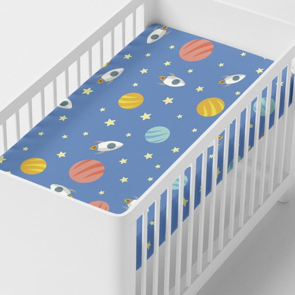 Dziecięce bawełniane prześcieradło Happynois Astronaut, 120x60 cm-image-1