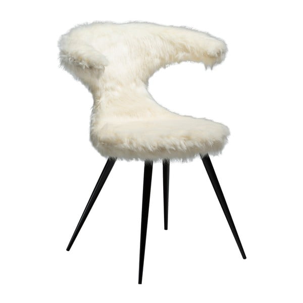 Białe krzesło z imitacją owczej skóry DAN-FORM Denmark Flair
