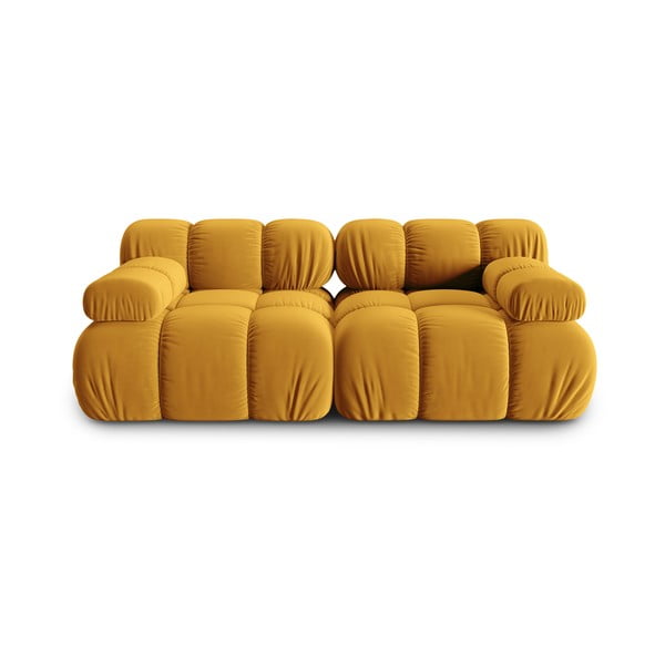 Żółta aksamitna sofa 188 cm Bellis – Micadoni Home