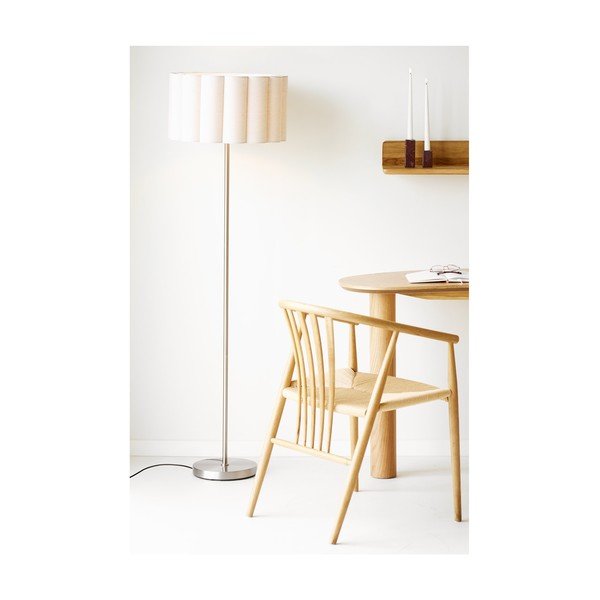 Beżowa/w kolorze srebra lniana lampa stojąca (wysokość 150 cm) Wattom – House Nordic-image-2