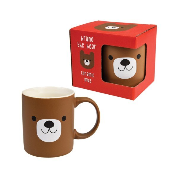 Brązowy kubek ceramiczny Rex London Bruno The Bear, 350 ml