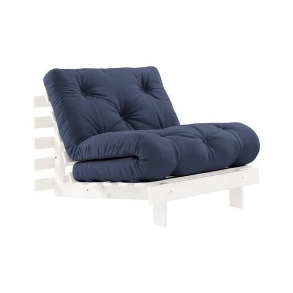 Fotel rozkładany z niebieskim obiciem Karup Design Roots White/Navy