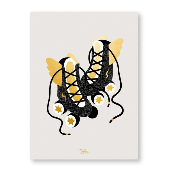 Plakat Michelle Carlslund Gold roller Skates, 30x40 cm