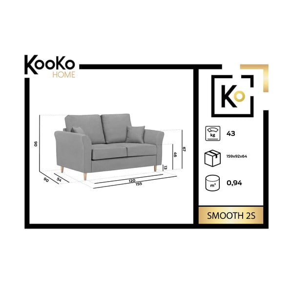Niebieska sofa 2-osobowa Kooko Home Smooth-image-1