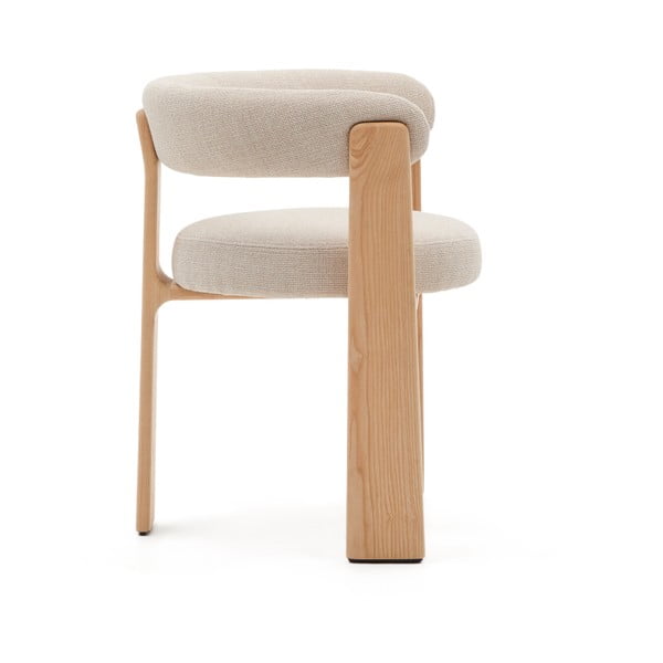 Beżowy/w naturalnym kolorze fotel jadalniany z litego drewna jesionowego z podłokietnikami Granite – Kave Home-image-4