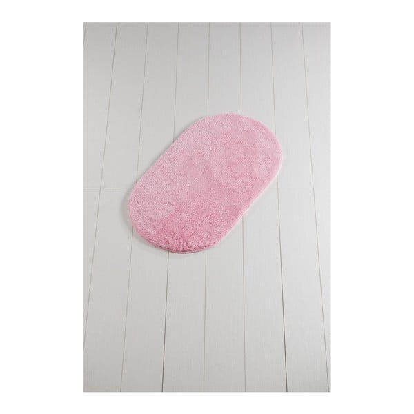 Różowy dywanik łazienkowy Lenso Ovalo, 100x60 cm