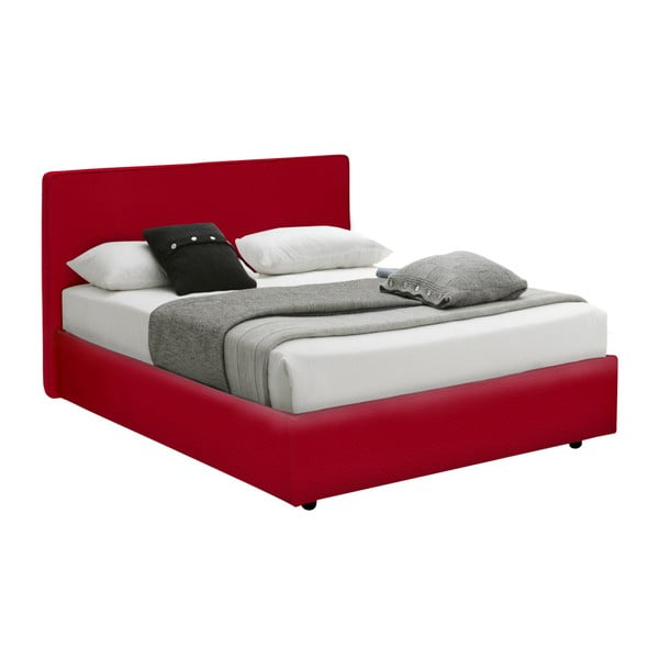 Czerwone łóżko jednoosobowe ze schowkiem 13Casa Ninfea, 120x190 cm