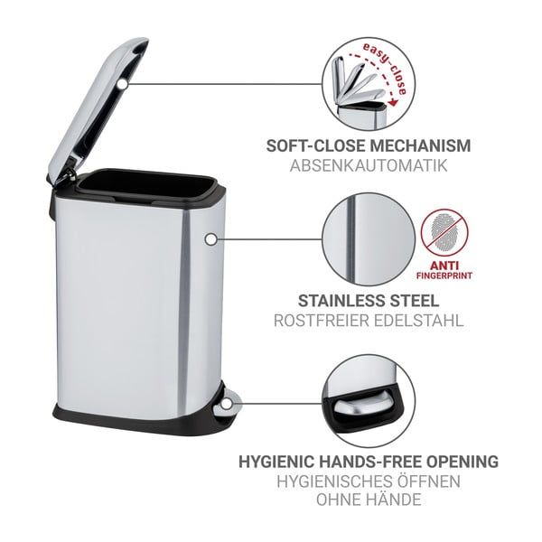 Kosz na śmieci z pedałem ze stali nierdzewnej w kolorze srebra 20 l Design – Wenko-image-4