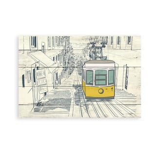 Dekoracyjna tabliczka z drewna sosnowego Surdic Tabla Train, 40x60 cm