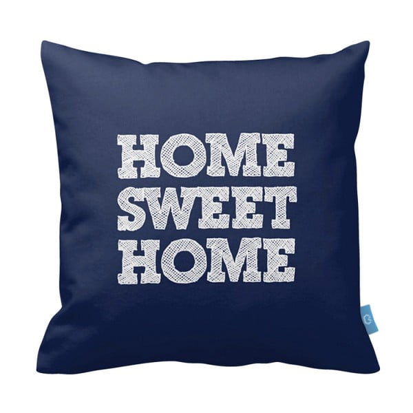 Niebieska poszewka na poduszkę Home Sweet Home, 43x43 cm