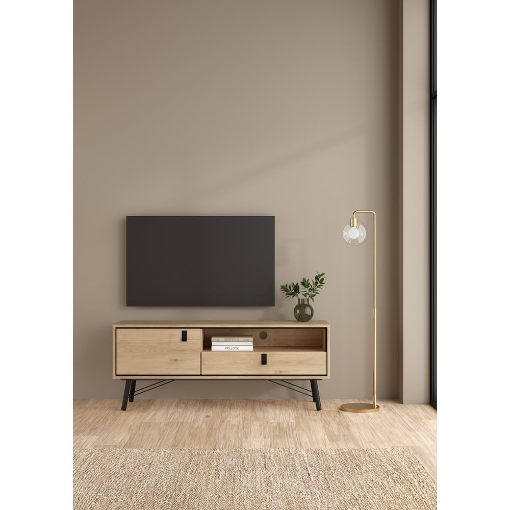 Szafka pod TV w dekorze dębu w naturalnym kolorze 150x60x40 cm Ry – Tvilum (zdjęcie 6)