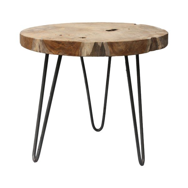 Stolik z blatem z drewna tekowego HSM Collection Helen, ⌀ 55 cm