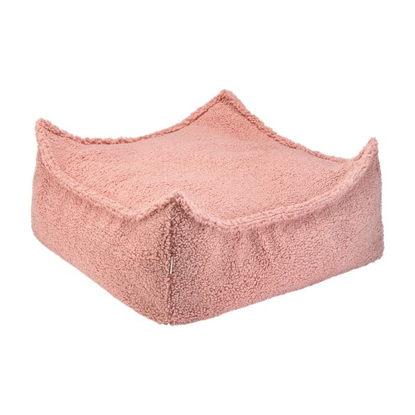 Różowy dziecięcy worek do siedzenia z materiału bouclé Square – Wigiwama