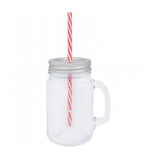 Szklanka z zakrętką i słomką Esschert Design Farma, 450 ml
