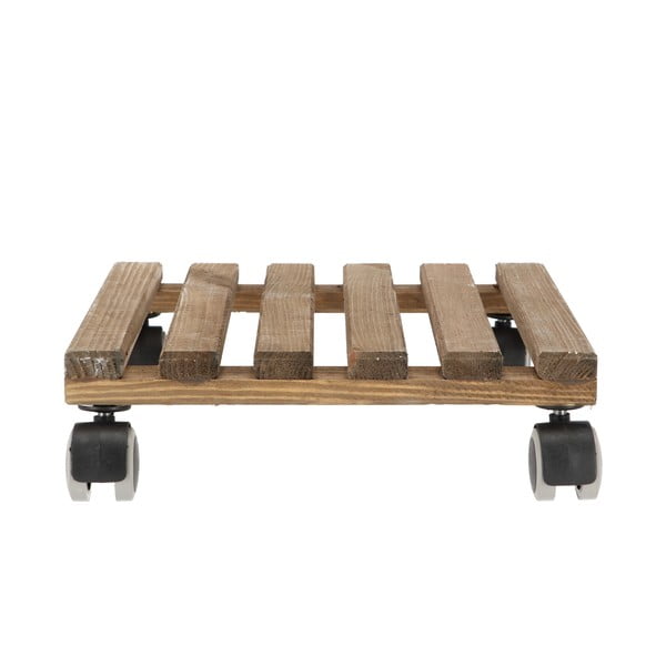 Brązowa drewniana podstawka pod doniczkę na kółkach Esschert Design, 29x29 cm-image-2