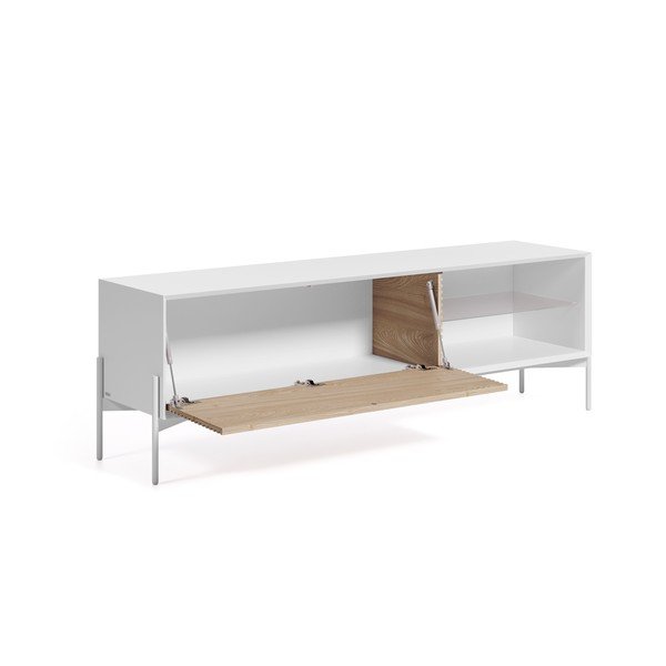 Biała komoda pod TV z drzwiczkami z drewna jesionu Kave Home Marielle, szer. 167 cm-image-2