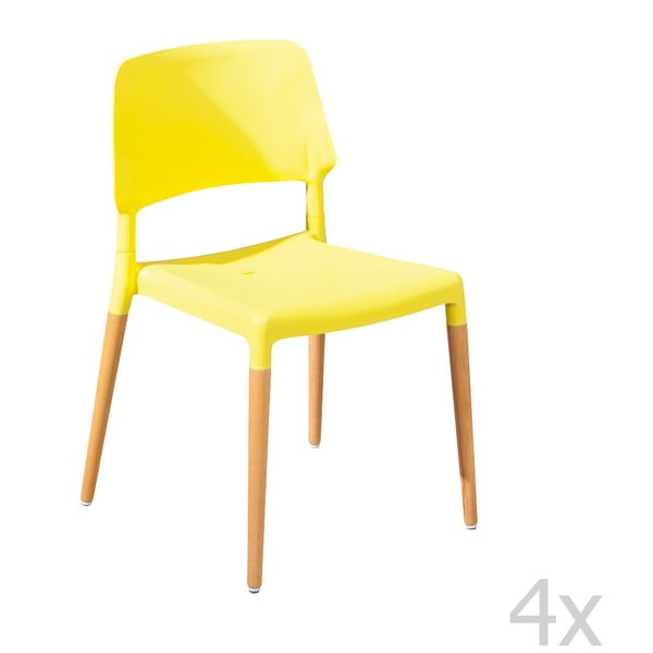 Zestaw 4 krzeseł do jadalni Molde Yellow