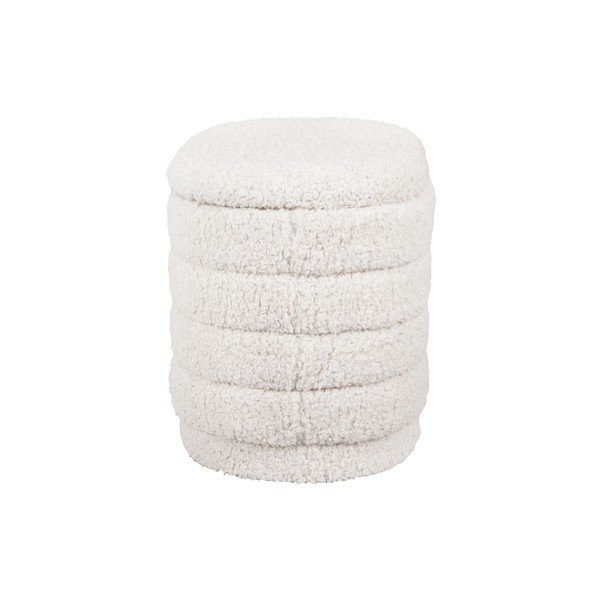 Biały owalny puf ze schowkiem Leitmotiv Cuddly-image-3