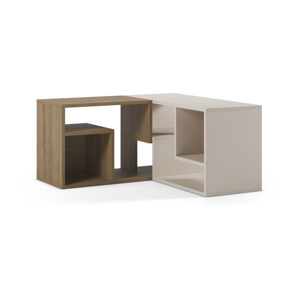 Biała/w naturalnym kolorze narożna szafka pod TV w dekorze dębu 145x45x35 cm Glina – Marckeric