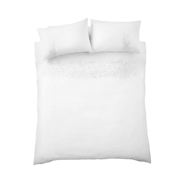 Biała bawełniana pościel dwuosobowa 230x220 cm Embroidery Floral – Bianca