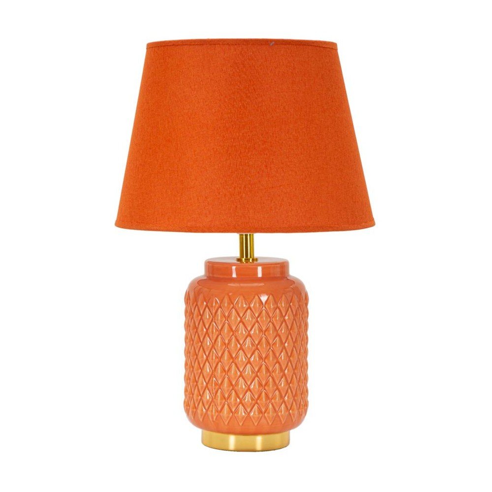 Pomarańczowa lampa stołowa ceramiczna z tekstylnym kloszem (wysokość 44 cm) – Mauro Ferretti