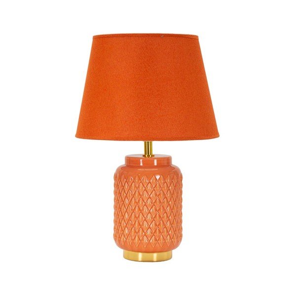 Pomarańczowa lampa stołowa ceramiczna z tekstylnym kloszem (wysokość 44 cm) – Mauro Ferretti