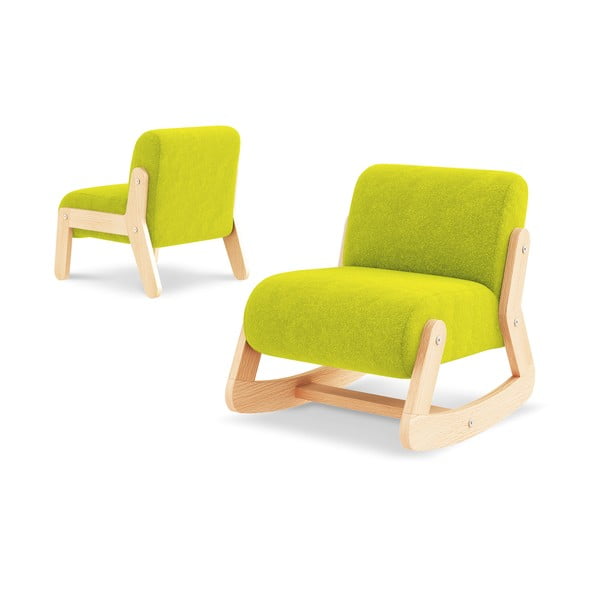 Zielony fotel dziecięcy z wymiennymi nogami Timoore Simple, bez zagłówka