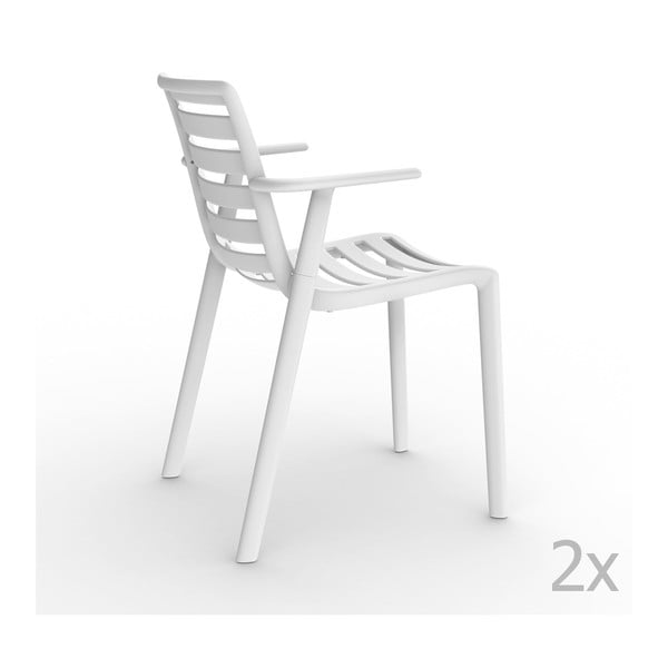 Zestaw 2 białych krzeseł ogrodowych z podłokietnikami Resol Slatkat