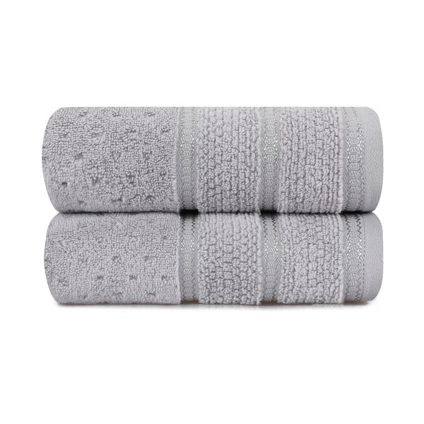 Zestaw 2 szarych bawełnianych ręczników Foutastic Arella, 50x90 cm