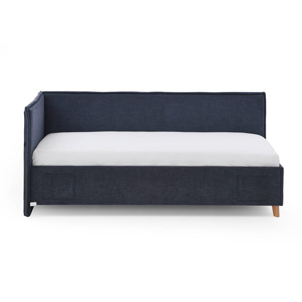 Ciemnoniebieskie tapicerowane narożne łóżko dziecięce ze schowkiem ze stelażem 140x200 cm Fun – Meise Möbel-image-4