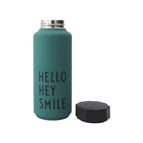 Zielona butelka termiczna Design Letters Hello, 500 ml-image-1