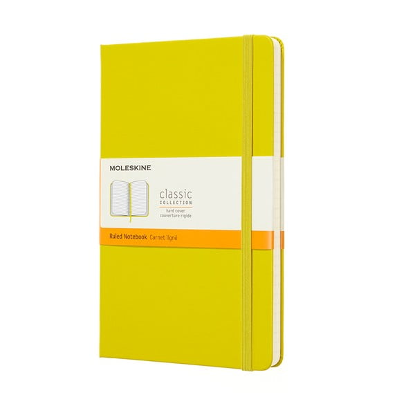 Żółty notatnik w linie w twardej oprawie Moleskine, 192 stron
