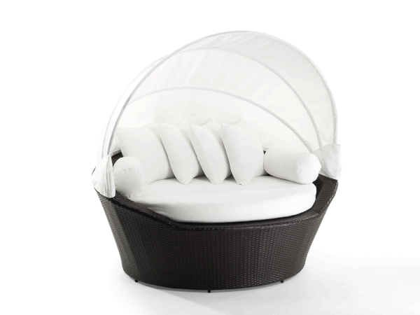 Sofa ogrodowa ze sztucznego rattanu ze składanym daszkiem Monobeli Miranda-image-2