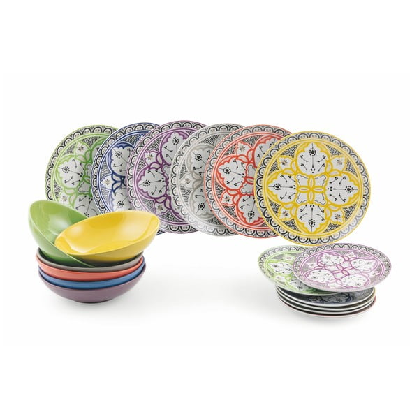 18-częściowy komplet naczyń z porcelany i kamionki VDE Tivoli 1996 Marocco-image-1