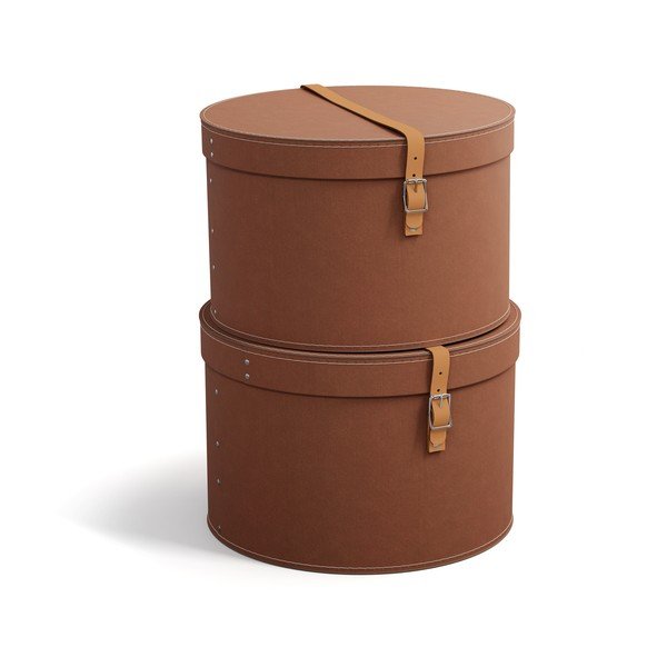 Brązowe kartonowe pojemniki zestaw 2 szt. z pokrywką ø 37,5x25 cm Rut Restore Paper Laminate – Bigso-image-2