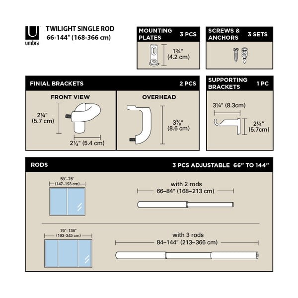 Stalowy regulowany karnisz 213 - 365 cm Twilight – Umbra-image-4