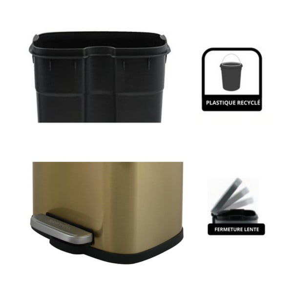 Stalowy kosz na śmieci z pedałem w kolorze matowego złota 5 l   Akira – Spirella-image-3