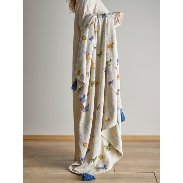 Kremowy koc dziecięcy 130x160 cm Plane – Bloomingville Mini-image-1