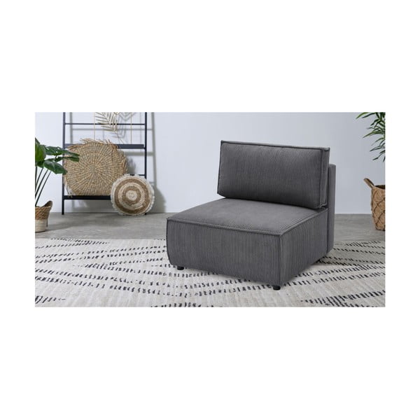 Ciemnoszary sztruksowy moduł sofy (moduł środkowy) Nihad modular – Bobochic Paris-image-1