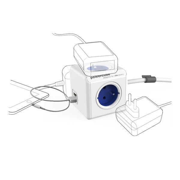 Rozgałęźnik do gniazdka 13 cm PowerCube Extended USB – Cubenest-image-2