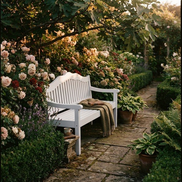 Biała drewniana ławka ogrodowa Austin – Garden Pleasure-image-1