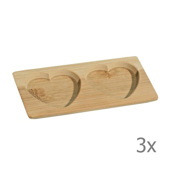 Zestaw 3 miseczek bambusowych do serwowania Kosova Two Hearts, 12x6 cm