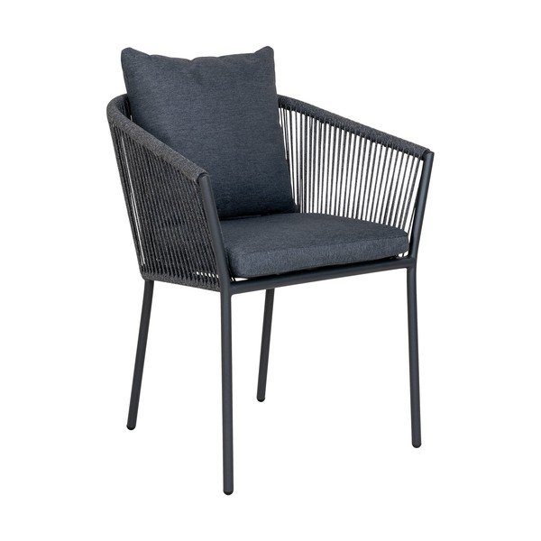 Ciemnoszare metalowe tapicerowane krzesło ogrodowe Salerno – House Nordic