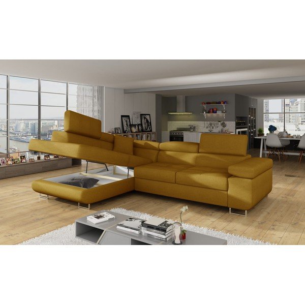 Żółty rozkładany/ze schowkiem narożnik (lewostronny/w kształcie litery L) Anton – ELTAP-image-4