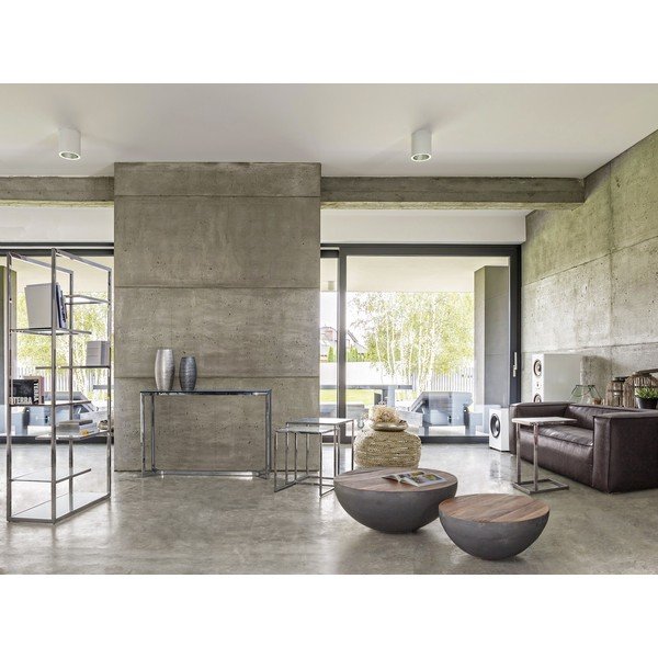 Szary/w naturalnym kolorze metalowy okrągły stolik ø 90 cm Lancaster – Bizzotto-image-1