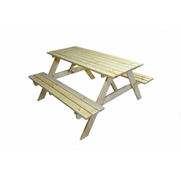 Zestaw mebli ogrodowych z drewna sosnowego dla 4 osób Piknik – Rojaplast-image-3